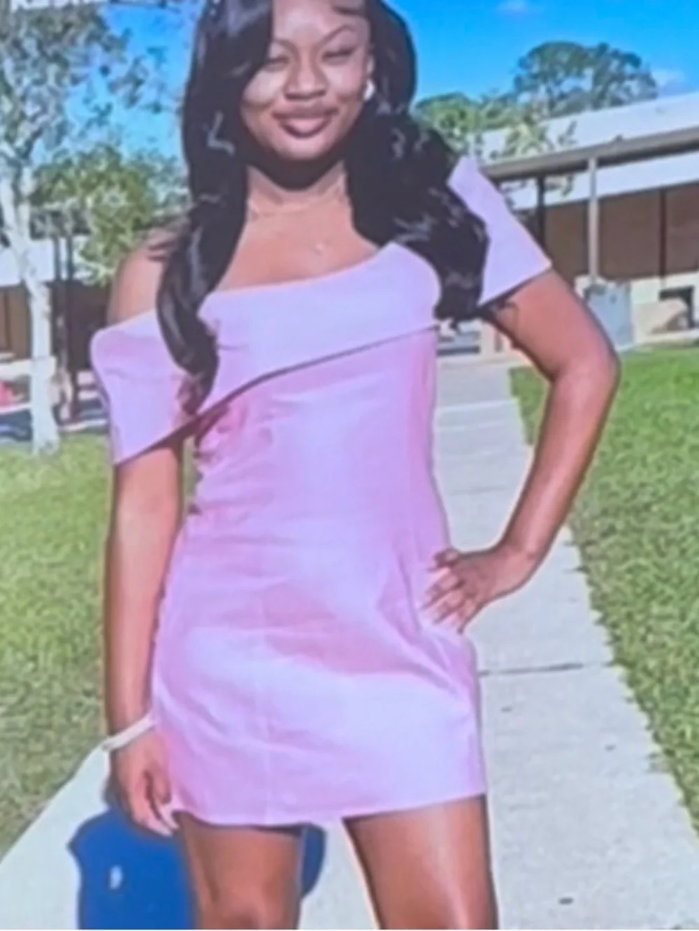 Off-Shoulder Bow Mini Dress in Light Pink - Picture 3 of 5